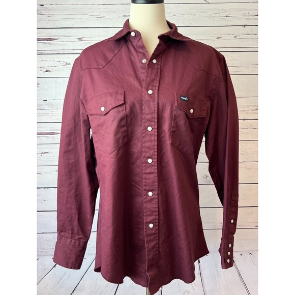 Wrangler Western Shirt Medium Mens Pearl Snap Cowboy MS70719 Cotton Brushpropper